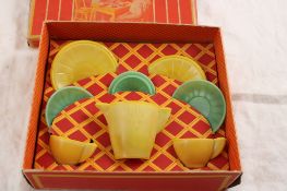 Play Time Akro Agate Glass Tea Set #1320 in Box