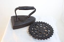 New England Butt Sad Iron & John Wright Trivet
