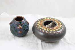 Artist Signed Pottery Bowl & Planter
