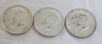 3 1964 Kennedy Silver Half Dollars