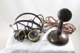 Vintage Shure Microphone & PAL Headphones