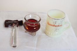 3 Souvenir Ruby Flash & Custard Glass Glows