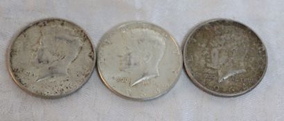 3 1964 Kennedy Silver Half Dollars