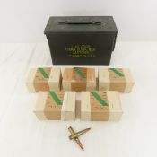 250 Rounds Egyptian 8mm in metal ammunition can