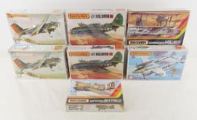 7 Vintage Matchbox Military Airplane Model Kits