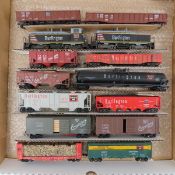 12 HO scale Burlington Route Freight cars