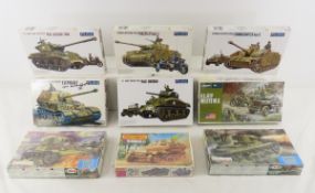 9 Military Army Tank Model Kits, German & U.S.