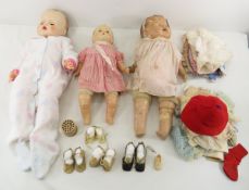 3 Vintage Dolls, Distressed, Hand Knit Clothing