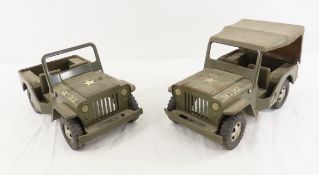 2 Vintage 1960's Tonka Army Jeeps