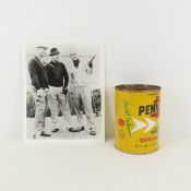 Arnold Palmer autographed Pennzoil oil can