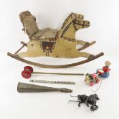 Vintage Handmade Rocking Horse for Repair