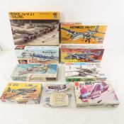 9 Vintage Military Airplane Model Kits in Box
