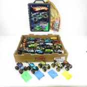 45 1:64 Diecast Monster Trucks, Case, Accessories