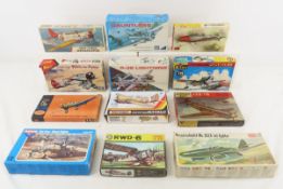12 Vintage Airplane Model Kits, German & More