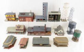 16 HO Scale Built Model Buildings