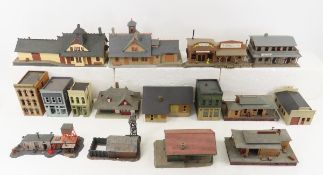 16 HO Scale Built Model Buildings
