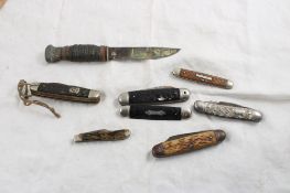 Vintage Pocket Knives & Leather Wrap Knife
