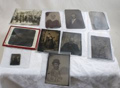 9 Tin Type Photos, 2 Magic Lantern Glass Positives