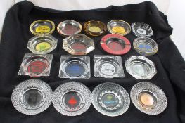 17 Vintage Glass Advertising Ashtrays