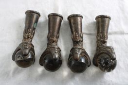 4 Antique Cast Iron Glass Ball Claw Feet 4