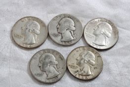 5 Washington Silver Quarters