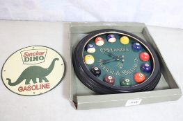 Sinclair Gasoline Sign, Tavern & Billiards Clock