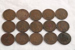 15 Indian Head Pennies All 1890's