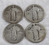 4 Standing Liberty Silver Quarters
