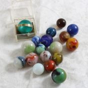 Green Golden Rule Marble & Other Vintage Marbles