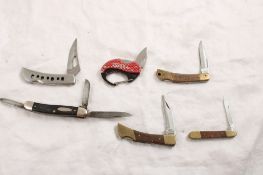 6 Folding Knives Ranger 3 Blade USA, 5 Lock blades