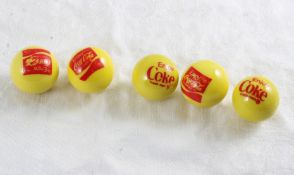 5 Coca Cola Advertising Marbles- swirl glow glass