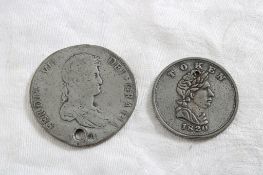 1814 Spanish Reale Coin, 1820 Northwest Co. Token