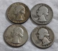 4 Washington Silver Quarters