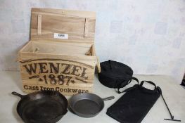 Wenzel 1887 Cast Iron Camping Cookware with Box