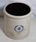 2 Gallon Salt Glaze Crock Blue Wreath Logo