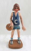 Soft Wood Folk Art Sports Player Sculpture Signed