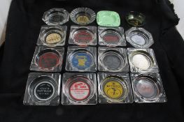 16 Vintage Glass Advertising Ashtrays