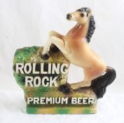 Rolling Rock Premium Beer Chalkware Horse Sign