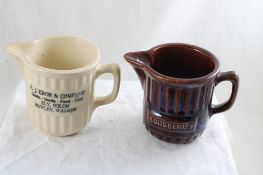 2 Stoneware Cream Pitchers 4 1/2