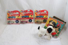 Alps Japan Windup Playful Puppy + 3 Hot Wheels Car