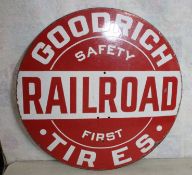 Porcelain Goodrich Tires Railroad Crossing Sign