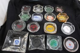 16 Vintage Glass Advertising Ashtrays