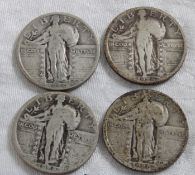 4 Standing Liberty Silver Quarters