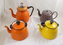 4 Enamelware Teapots