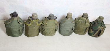 6 US Military Canteens with Cups