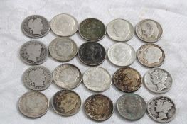20 Silver Dimes Barber, Mercury & Roosevelt