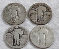 4 Standing Liberty Silver Quarters