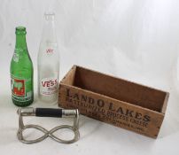 Antique Toilet Paper Holder, Cheese Box Pop Bottle