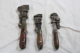 3 Antique Small Adjustable Wrenches