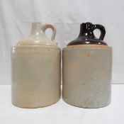 2 Stoneware Jugs - 1 with kiln crack on bottom